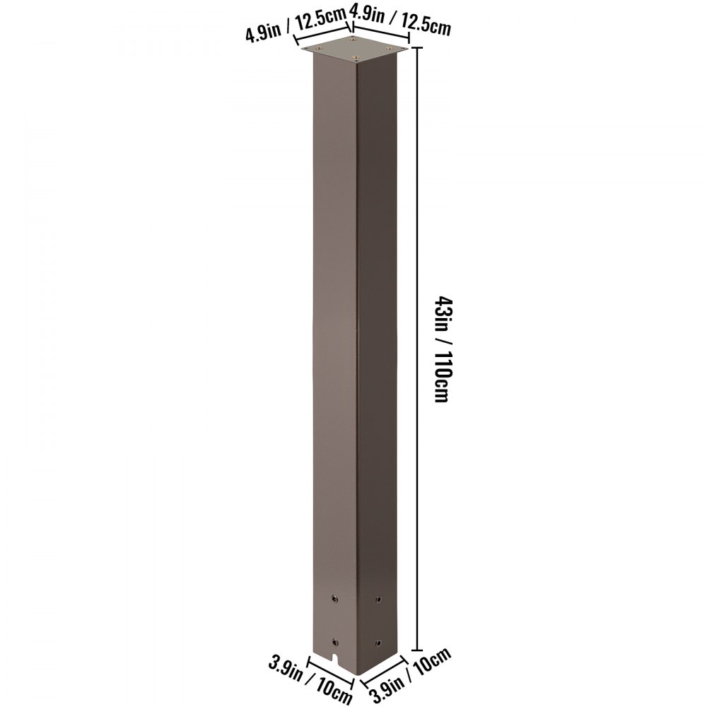 VEVOR Mailbox Post, 43" High Mailbox Stand, Bronze Powder-Coated Mail Box Post Kit, Q235 Steel Post Stand Surface Mount Post for Sidewalk and Street Curbside, Universal Mail Post for Outdoor Mailbox
