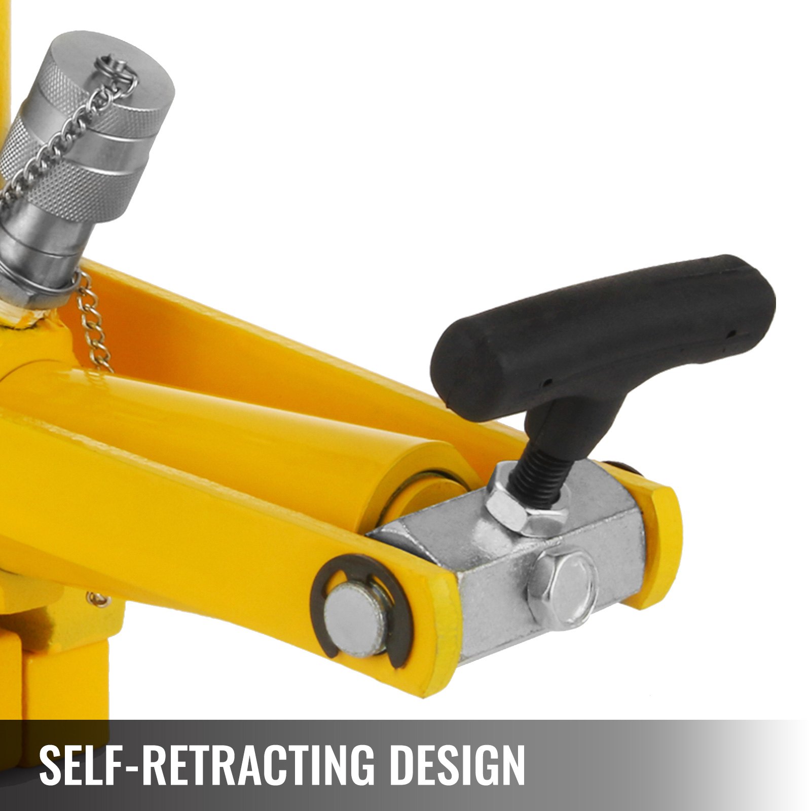 yellow VEVOR bead breaker with self-retracting design handle and chain.