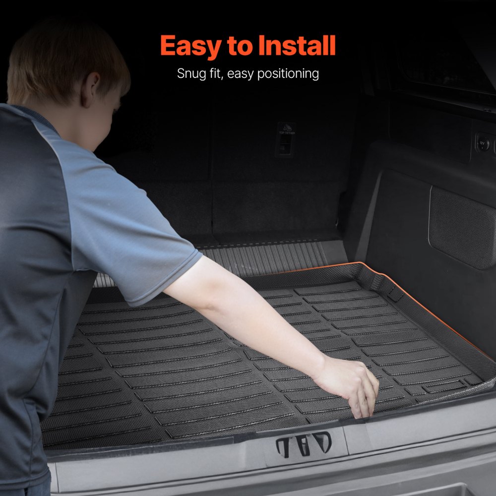 VEVOR Cargo Mat Compatible with Ford Bronco Sport 2021 2022 2023 2024, Precise Fit Trunk Mat, 3D Scanning Durable TPE Trunk Protector Replacement, Black (1PCS)