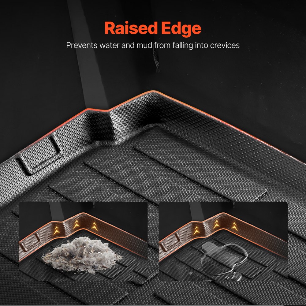 VEVOR Cargo Mat Compatible with Ford Bronco Sport 2021 2022 2023 2024, Precise Fit Trunk Mat, 3D Scanning Durable TPE Trunk Protector Replacement, Black (1PCS)