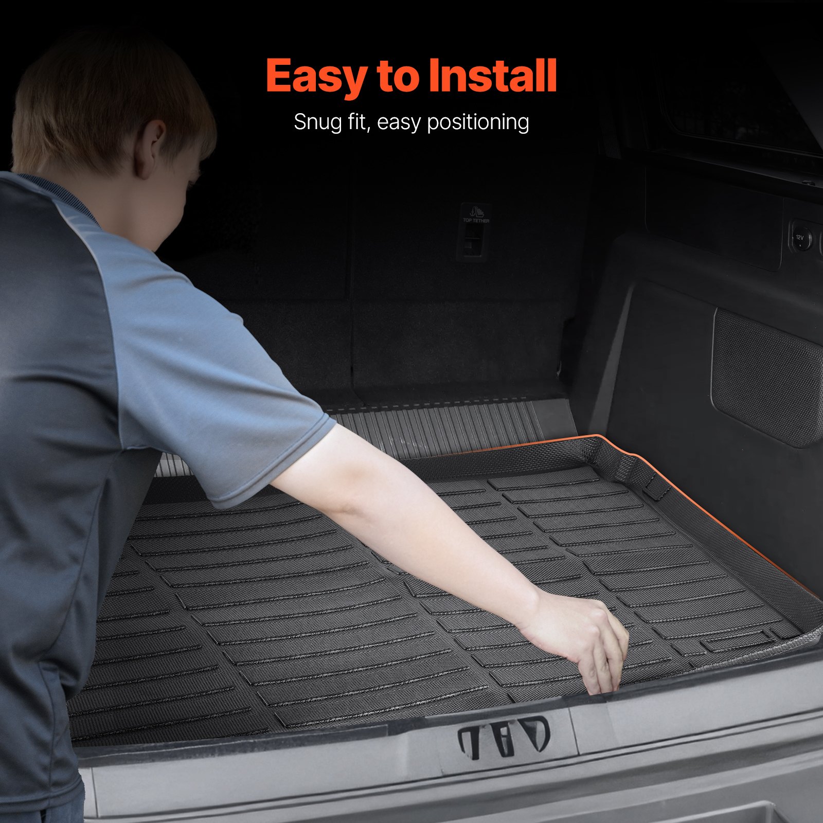 VEVOR Cargo Mat Compatible with Ford Bronco Sport 2021 2022 2023 2024, Precise Fit Trunk Mat, 3D Scanning Durable TPE Trunk Protector Replacement, Black (1PCS)