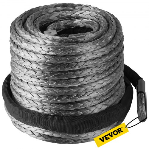 VEVOR  Winch Rope, 3/8" x 95' Synthetic Winch Rope, 20500lbs Stainless Steel Protective Sleeve, Protective Thimble Sleeve for SUV ATV UTV Truck Jeep