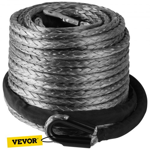 VEVOR  Winch Rope, 3/8" x 95' Synthetic Winch Rope, 20500lbs Stainless Steel Protective Sleeve, Protective Thimble Sleeve for SUV ATV UTV Truck Jeep