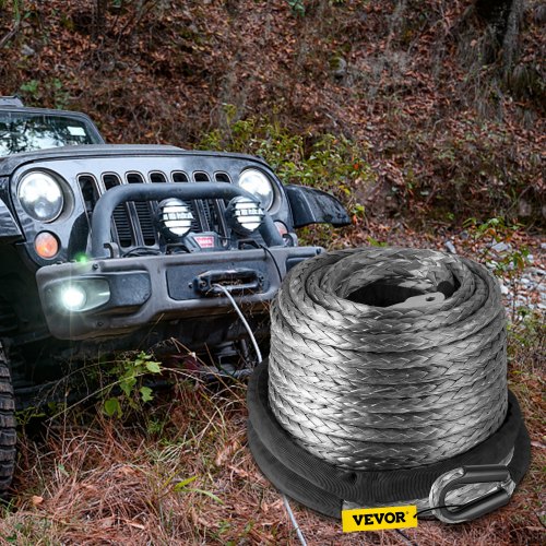 VEVOR VEVOR Winch Rope, 3/8 x 95' Synthetic Winch Rope, 20500lbs Stainless  Steel Protective Sleeve, Protective Thimble Sleeve for SUV ATV UTV Truck  Jeep