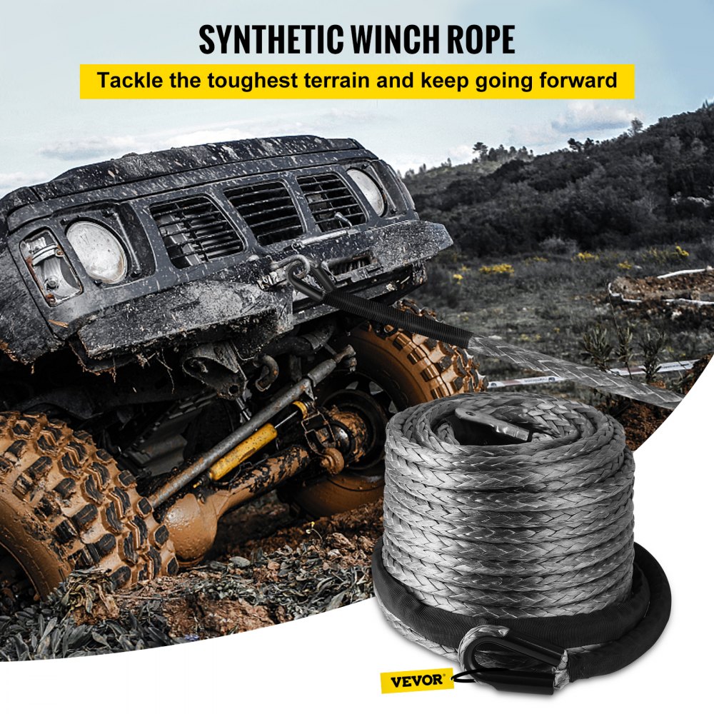 95MM X 30M Winch Synthetic Line Cable Rope 9000KG Recovery W/Thimble Sleeve