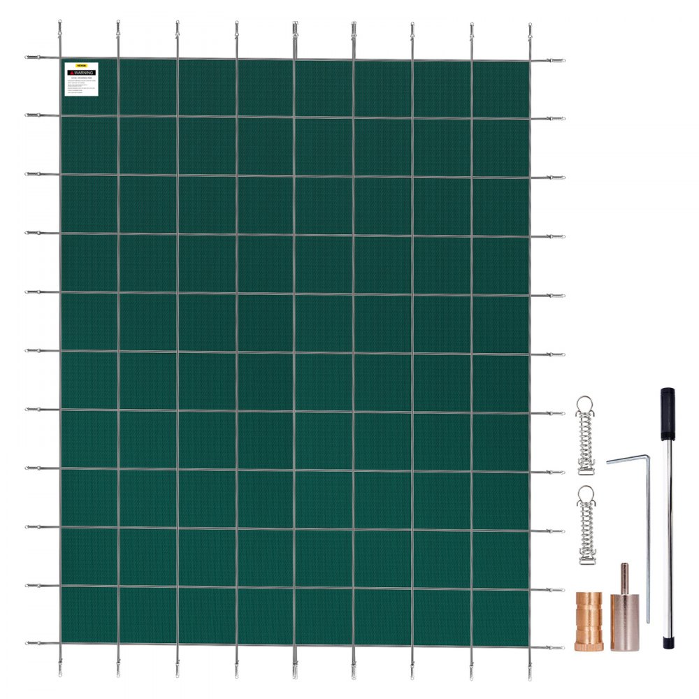 Téglalap alakú biztonsági hálós medencetakaró 14x26 láb zöld téli kültéri