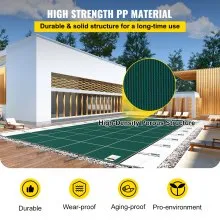 Rectangular Safety Mesh Swimming Pool Cover 18X32 FT Green Winter Outdoor
