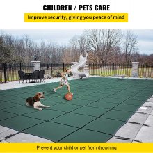 Rectangular Safety Pool Cover 4.9x9.8m Green Step Section 1.2x2.4m Winter Outdoor