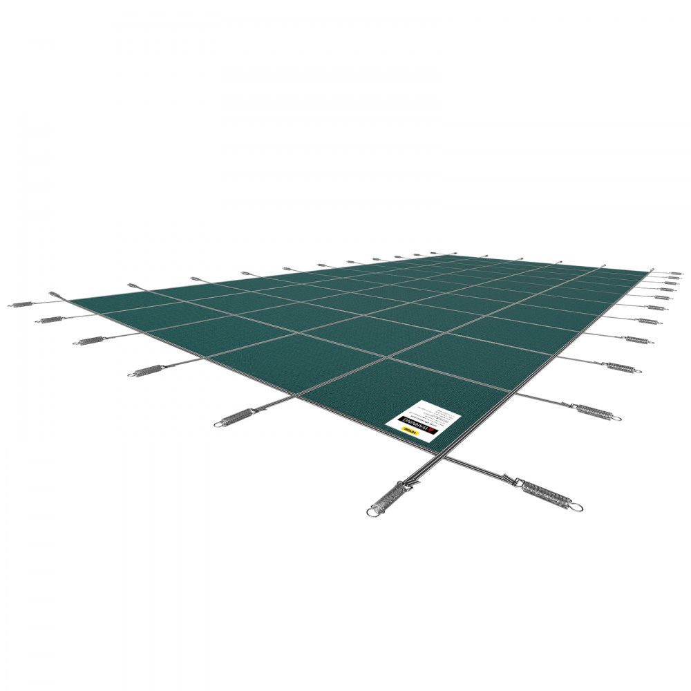 VEVOR Pool Safety Cover Fits 16x32ft Rectangle Inground Pools, Safety Pool Cover with Drainage Holes, Mesh Solid Pool Cover for Swimming Pool, Winter Safety Cover, Green