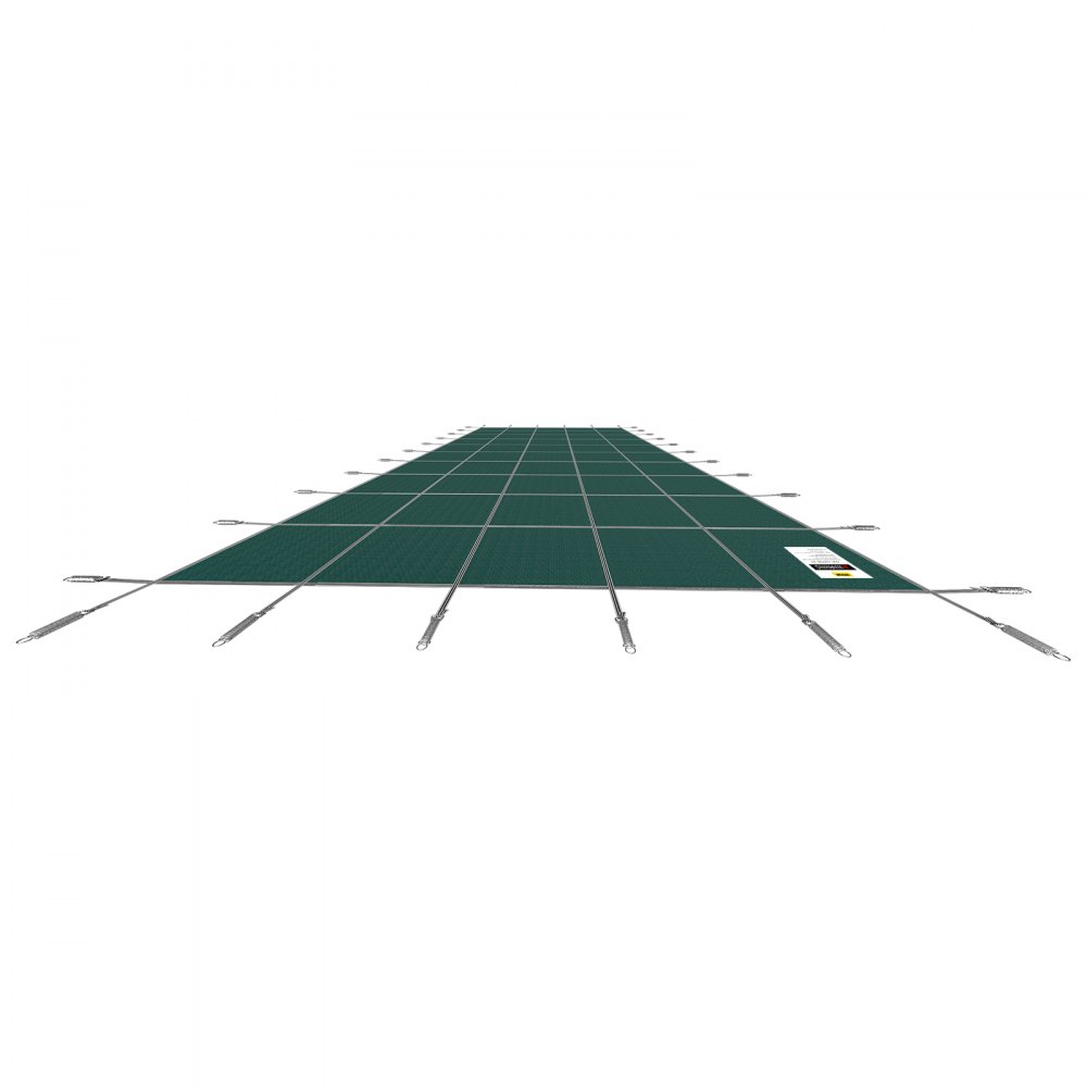 green VEVOR pool safety cover with securing straps against white background.