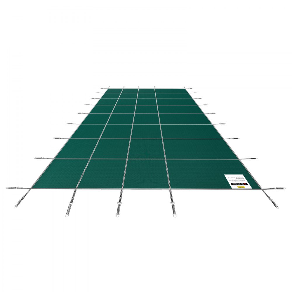 VEVOR pool safety cover, green mesh with reinforced edges and attached securing straps.