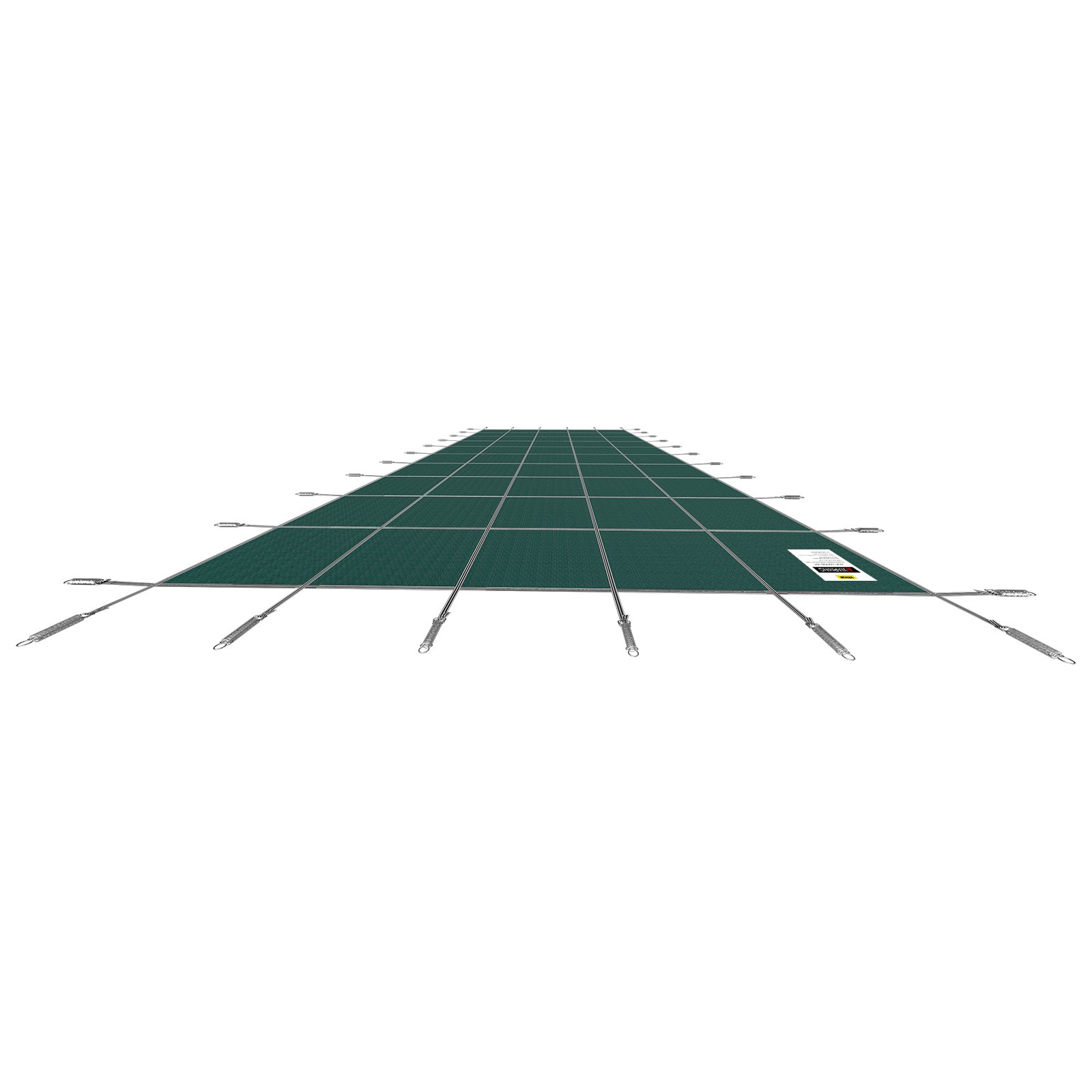 green VEVOR pool safety cover with securing straps against white background.
