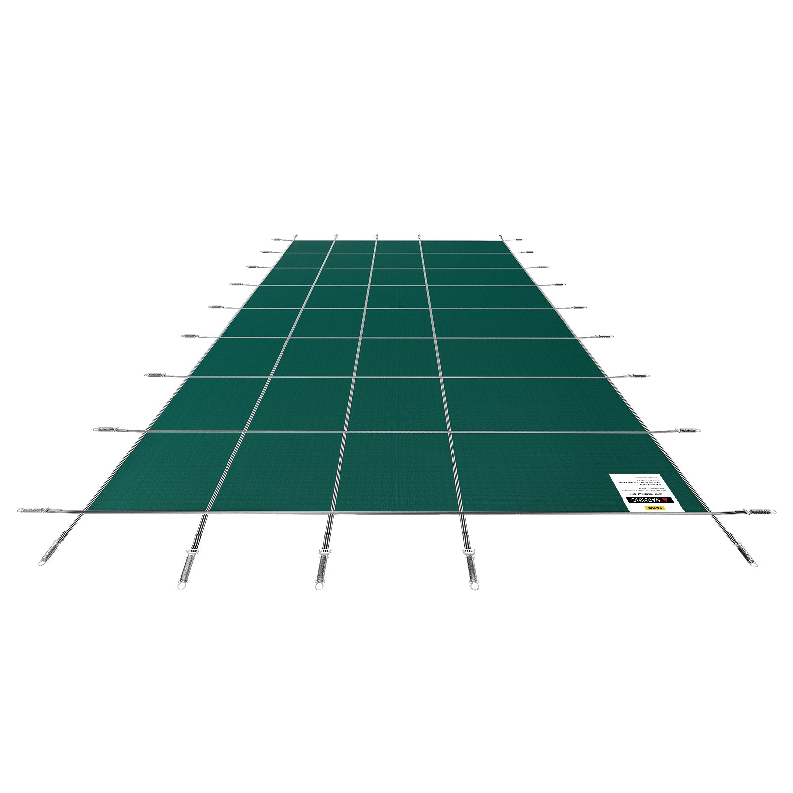 VEVOR pool safety cover, green mesh with reinforced edges and attached securing straps.