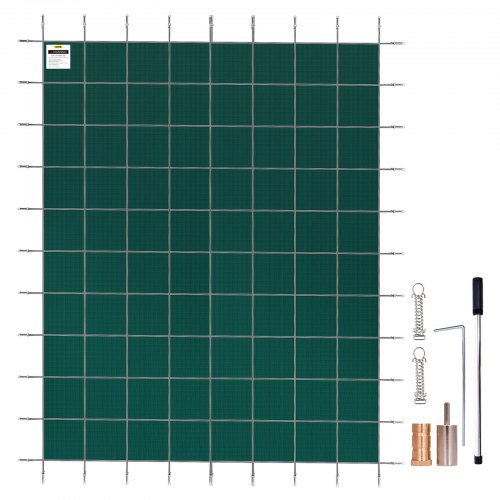 VEVOR Pool Safety Cover 16x40 ft, Inground Pool Cover Fit for PP Material, Rectangle Inground Safety Pool Cover Green, Mesh Solid Pool Safety Cover for Swimming Pool Winter Safety Cover