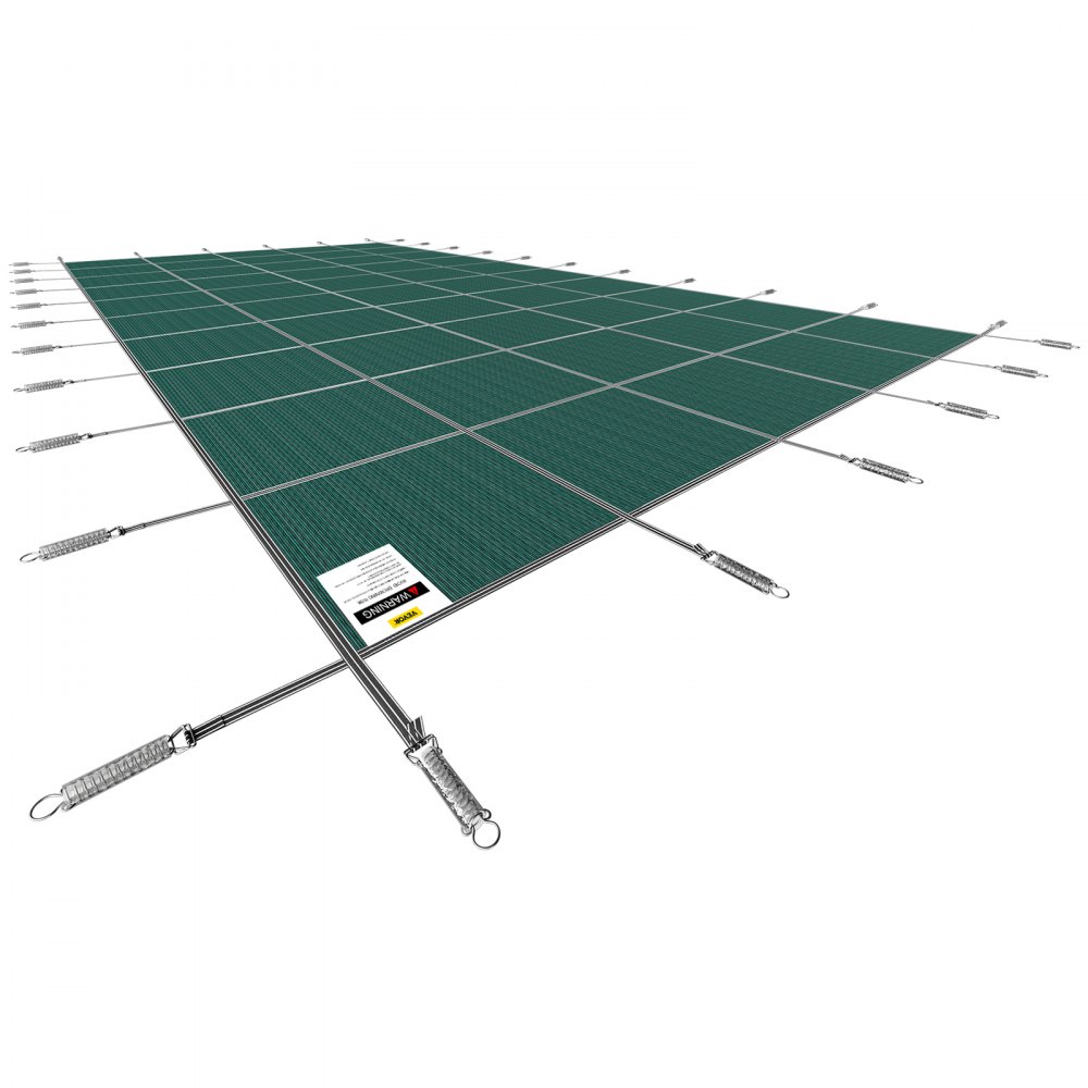 VEVOR Pool Safety Cover 5.48 x12.8 m, Inground Pool Cover fit for 4.88 x12.19 m Pool, Rectangle Inground Safety Pool Cover Green Mesh Solid Pool Safety Cover for Swimming Pool Winter Safety Cover