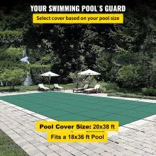 VEVOR Pool Safety Cover Fits 20 x 38 ft Rectangle Inground Safety Pool Cover Green Mesh Solid Pool Safety Cover for Swimming Pool Winter Safety Cover