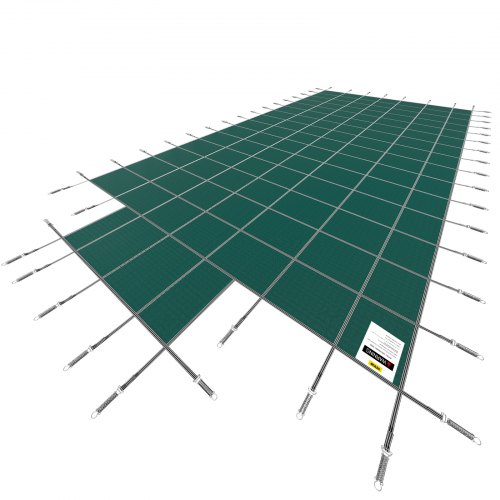 VEVOR Pool Safety Cover Fits 20x40ft Rectangle Inground Safety Pool Cover Green Mesh with 4x8ft Center End Steps Solid Pool Safety Cover for Swimming Pool Winter Safety Cover