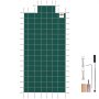 VEVOR Pool Safety Cover Fits 20x40ft Rectangle Inground Safety Pool Cover Green Mesh with 4x8ft Center End Steps Solid Pool Safety Cover for Swimming Pool Winter Safety Cover