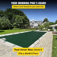 Rectangular Safety Mesh Swimming Pool Cover 20X40 FT Green Winter Outdoor