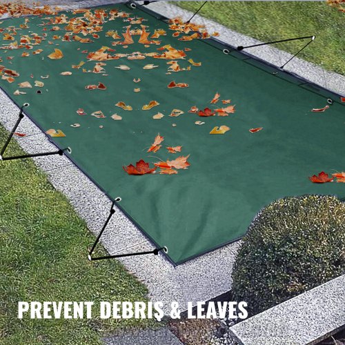 VEVOR Pool Safety Cover, 11.5x19.6 ft In-ground Pool Cover, Green PVC Pool Covers, Rectangular Safety Pool Cover In-ground Cover Solid Safety Pool Cover for Swimming Pool Winter Protection Cover