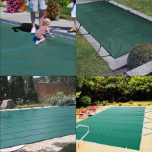 Acoperire de siguranță pentru piscină VEVOR, 11,5 x 19,6 ft, acoperire pentru piscină interioară, acoperire pentru piscină din PVC verde, husă dreptunghiulară de siguranță pentru piscină, acoperire în pământ, acoperire solidă pentru piscină pentru iarnă.