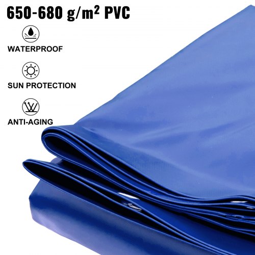 VEVOR Pool Safety Cover, 14.7 ft Dia. In-ground Pool Cover, Blue PVC Pool Covers, Round Safety Pool Cover In-ground Safety Cover Solid Safety Pool Cover for Swimming Pool Winter Protection Cover