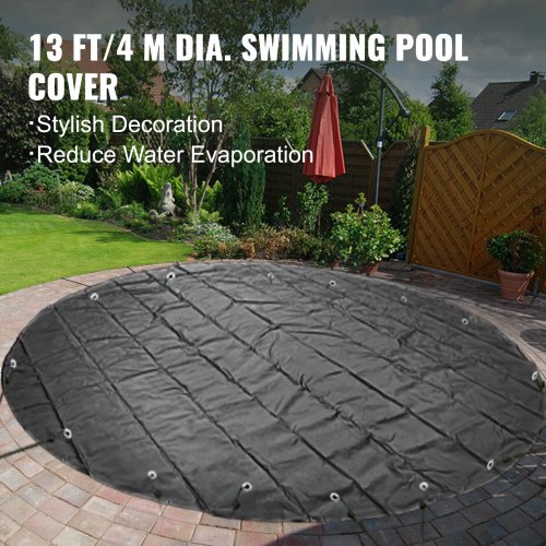 VEVOR Pool Safety Cover, 13 ft Dia. In-ground Pool Cover, Charcoal PVC Pool Covers, Round Safety Pool Cover In-ground Safety Cover Solid Safety Pool Cover for Swimming Pool Winter Protection Cover