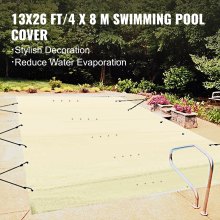 Acoperire de siguranță pentru piscină VEVOR, 13 x 26 ft, acoperire pentru piscină interioară, acoperire pentru piscină din PVC bej, capac dreptunghiular de siguranță pentru piscină în pământ Acoperire solidă de siguranță pentru piscină pentru iarnă.