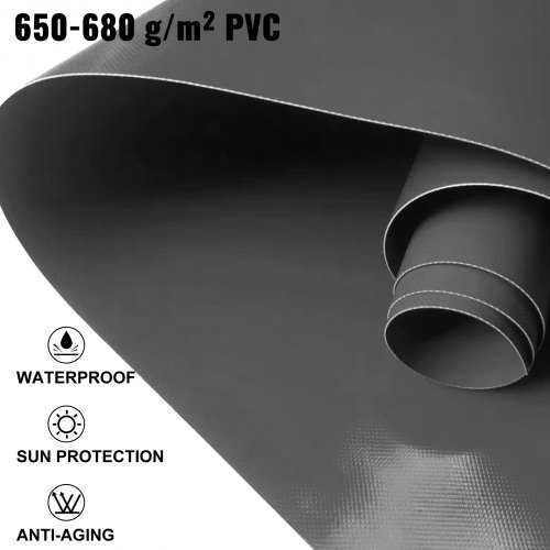 VEVOR Pool Safety Cover, 16 ft Dia. In-ground Pool Cover, Charcoal PVC Pool Covers, Round Safety Pool Cover In-ground Safety Cover Solid Safety Pool Cover for Swimming Pool Winter Protection Cover