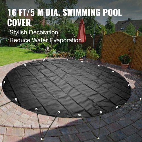 VEVOR Pool Safety Cover, 16 ft Dia. In-ground Pool Cover, Charcoal PVC Pool Covers, Round Safety Pool Cover In-ground Safety Cover Solid Safety Pool Cover for Swimming Pool Winter Protection Cover