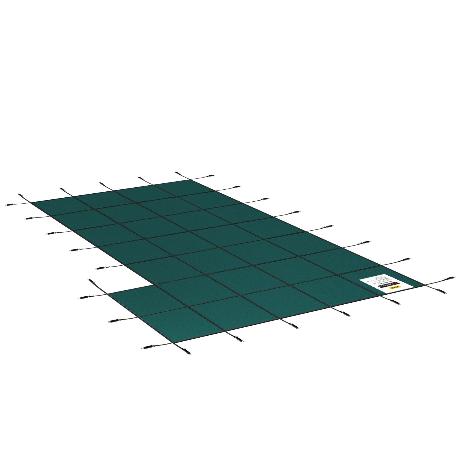 green VEVOR pool safety cover with grid pattern and attached securing straps.