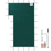 VEVOR Inground Pool Safety Cover, 18 ft x 34 ft Rectangular Winter Pool Cover with Left Step,  Triple Stitched, High Strength Mesh PP Material, Good Rain Permeability, Installation Hardware Included