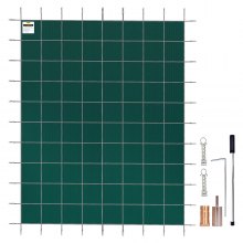 VEVOR Inground Pool Safety Cover, 16 ft x 30 ft Rectangular Winter Pool Cover, Triple Stitched, High Strength Mesh PP Material with Good Rain Permeability, Installation Hardware Included, Green