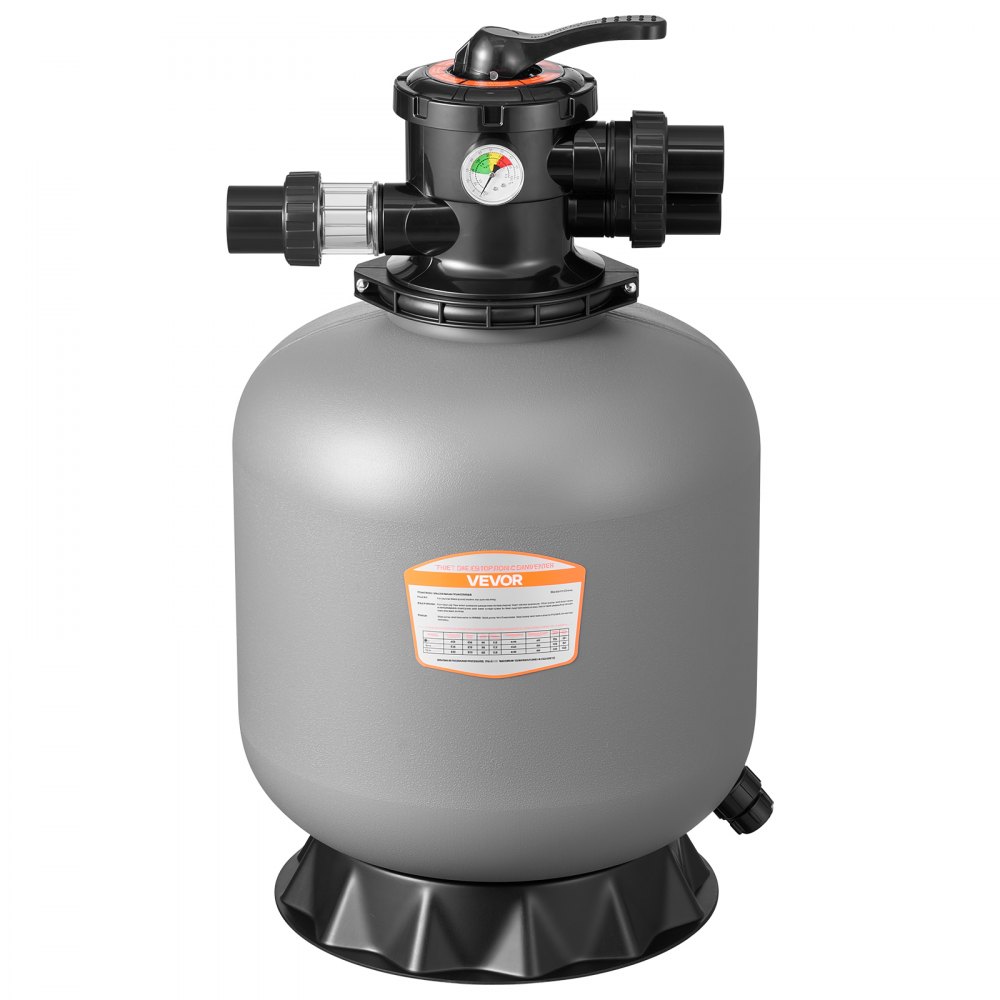 VEVOR Sand Filter, 457.2 mm, 151.4 LPM Above Inground Swimming Pool Sand Filter System, with 7-Way Multi-Port Valve, Backwash, Rinse, Recirculate, Waste, Winter, Closed Modes, for Above In Ground Pool