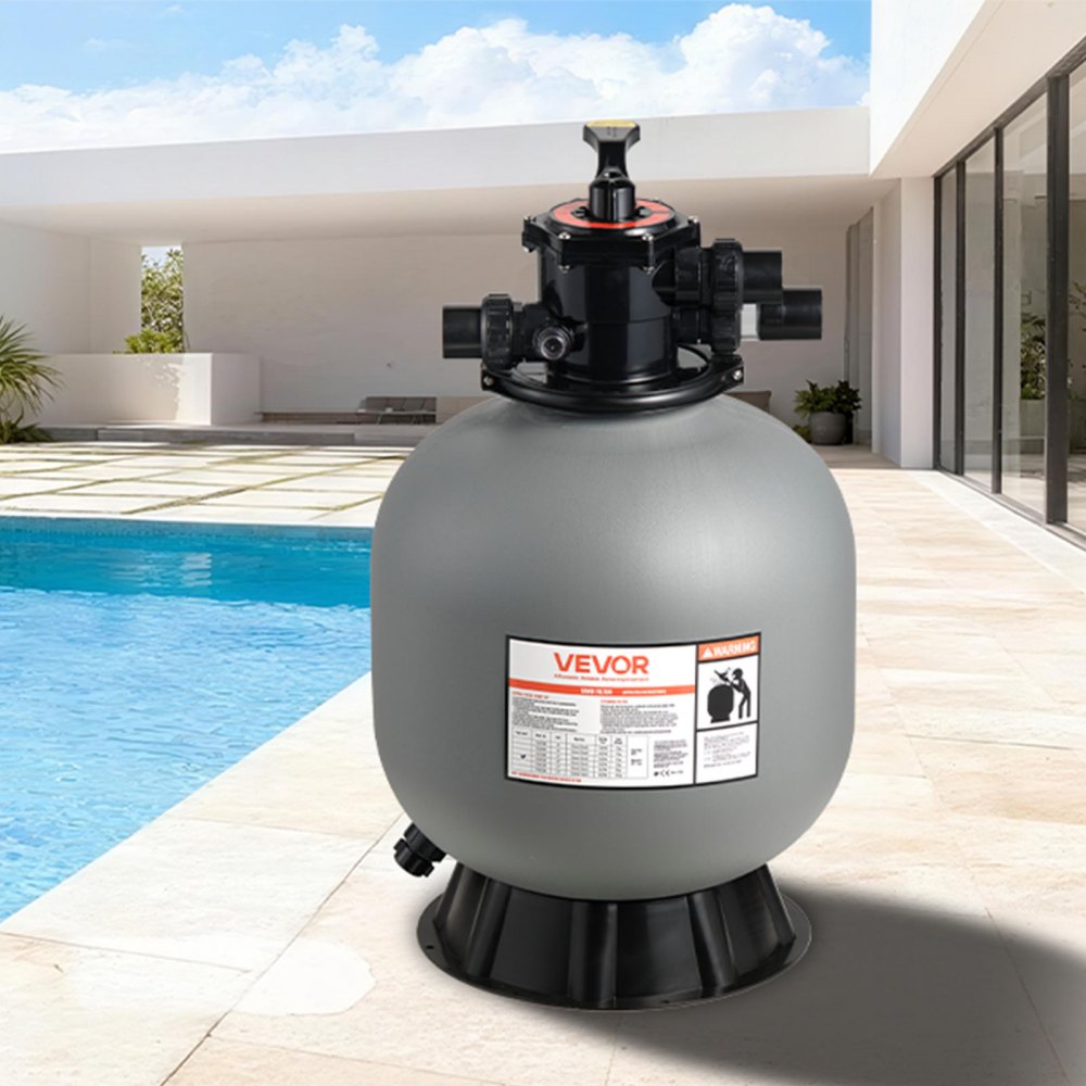 VEVOR Sand Filter, 508 mm, 189.3 LPM Above Inground Swimming Pool Sand Filter System, with 7-Way Multi-Port Valve, Backwash, Rinse, Recirculate, Waste, Winter, Closed Modes, for Above In Ground Pools