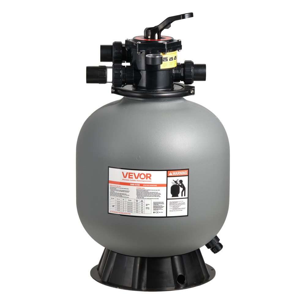 VEVOR Sand Filter, 508 mm, 189.3 LPM Above Inground Swimming Pool Sand Filter System, with 7-Way Multi-Port Valve, Backwash, Rinse, Recirculate, Waste, Winter, Closed Modes, for Above In Ground Pools