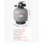 VEVOR Sand Filter, 508 mm, 189.3 LPM Above Inground Swimming Pool Sand Filter System, with 7-Way Multi-Port Valve, Backwash, Rinse, Recirculate, Waste, Winter, Closed Modes, for Above In Ground Pools