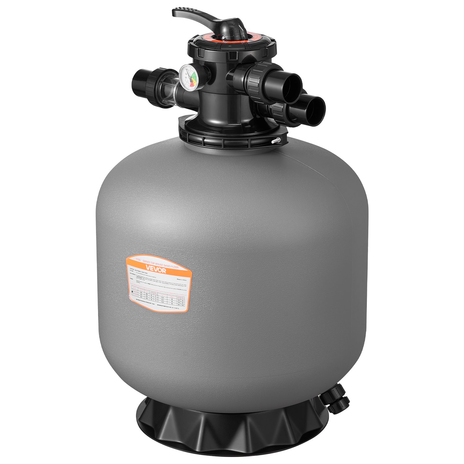 VEVOR Sand Filter, 508 mm, 189.3 LPM Above Inground Swimming Pool Sand Filter System, with 7-Way Multi-Port Valve, Backwash, Rinse, Recirculate, Waste, Winter, Closed Modes, for Above In Ground Pools