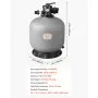 VEVOR Sand Filter, 609.6 mm, 246.1 LPM Above Inground Swimming Pool Sand Filter System, with 7-Way Multi-Port Valve, Backwash, Rinse, Recirculate, Waste, Winter, Closed Modes, for Above In Ground Pool