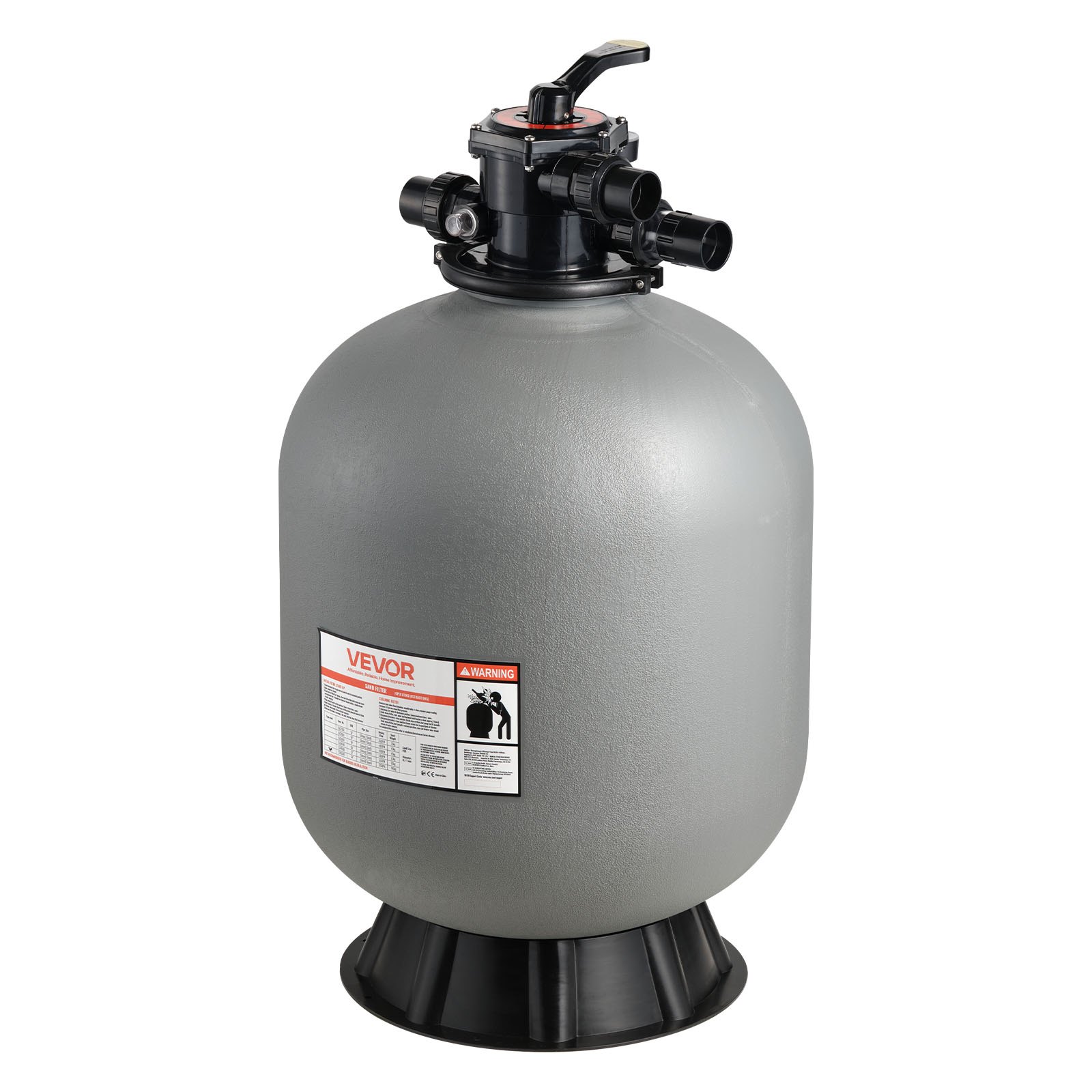 VEVOR Sand Filter, 609.6 mm, 246.1 LPM Above Inground Swimming Pool Sand Filter System, with 7-Way Multi-Port Valve, Backwash, Rinse, Recirculate, Waste, Winter, Closed Modes, for Above In Ground Pool