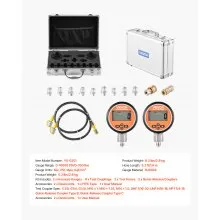 VEVOR Digital Hydraulic Pressure Test Coupling Kit 10000PSI 2 Gauges 9 Couplings