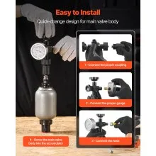 VEVOR Hydraulic Nitrogen Accumulator Charging Kit 3 Gauges 6 Adapters 1 Hose
