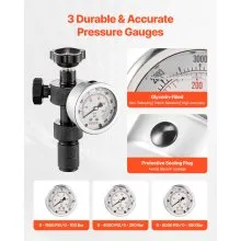 VEVOR Hydraulic Nitrogen Accumulator Charging Kit 3 Gauges 6 Adapters 1 Hose