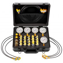 VEVOR Hydraulic Pressure Test Kit, 150/900/2300/6000/9000 PSI (10/60/160/400/600 Bar), Hydraulic Gauge Kit 5 Gauges 20 Couplings 4 Quick-Release Couplers 3 Hoses for Excavator Construction Machinery
