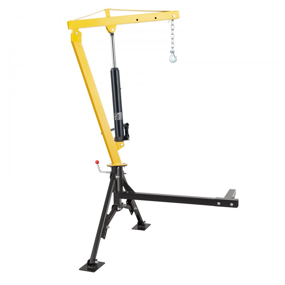 VEVOR Hydraulic Pickup Truck Crane, 453.6 kg Capacity, 360° Swivel, Hitch Mounted Crane with Three Boom Capacities of 226.8 kg, 340.2 kg & 453.6 kg, for Lifting Goods in Construction, Forestry, Factory
