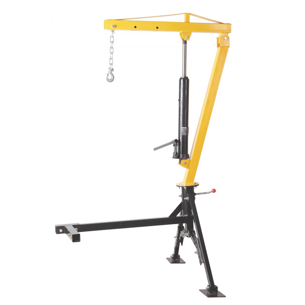 VEVOR Hydraulic Pickup Truck Crane, 453.6 kg Capacity, 360° Swivel, Hitch Mounted Crane with Three Boom Capacities of 226.8 kg, 340.2 kg & 453.6 kg, for Lifting Goods in Construction, Forestry, Factory