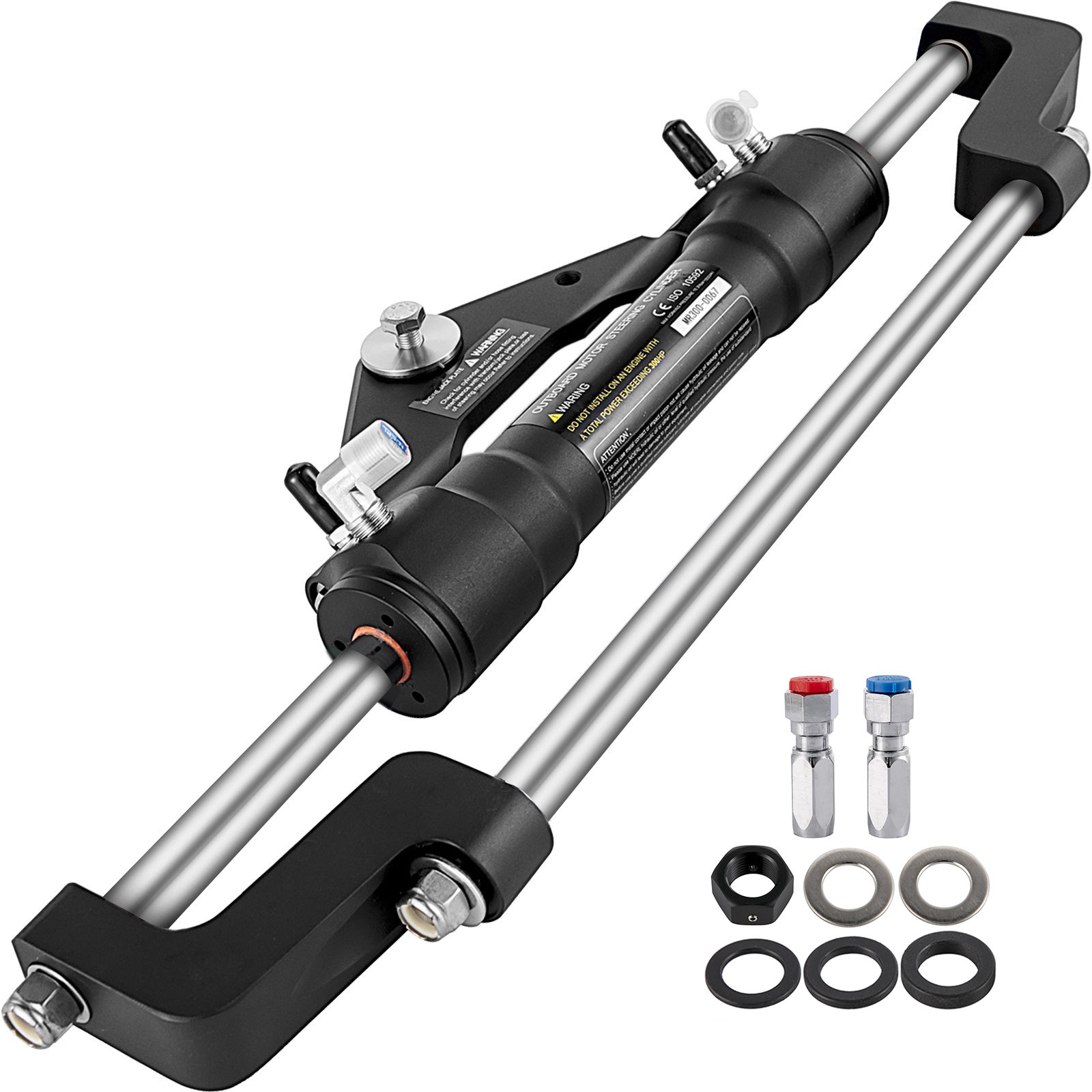 Hydraulic Steering Cylinder 300HP, Hydraulic Steering Front Mount Hydraulic Outboard Marine Steering Kit Without Hydraulic Hose and Helm for Outboards Boat Steering System Hydraulic Steering Cylinder 300HP, Hydraulic Steering Front Mount Hydraulic Outboard Marine Steering Kit Without Hydraulic Hose and Helm for Outboards Boat Steering System