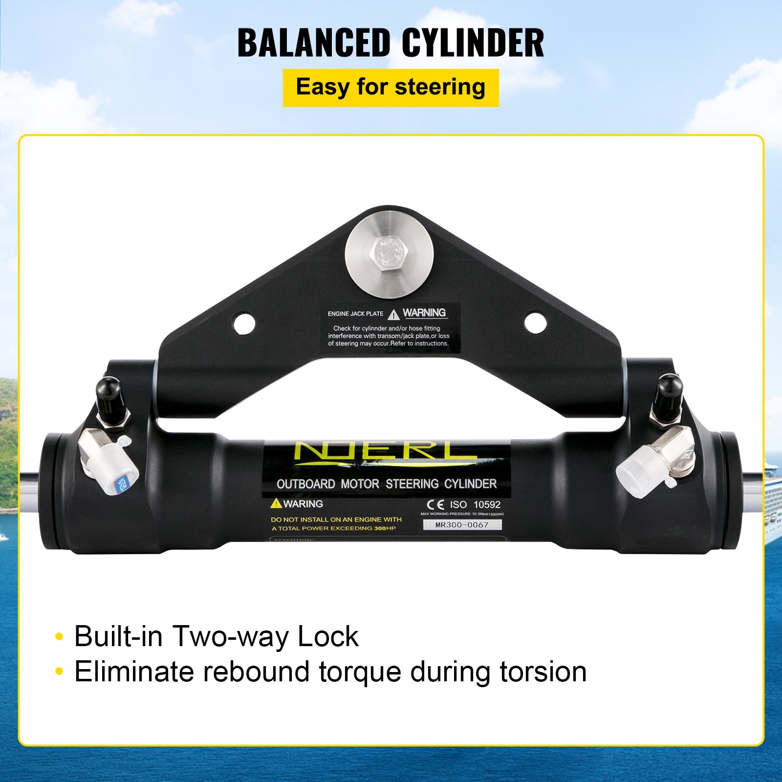VEVOR HC5358-3 Front Mount Hydraulic Outboard Steering Cylinder Ram Up To 300HP