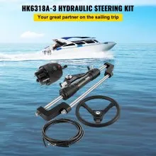 VEVOR Hydraulic Boat Steering Kit, 300HP Hydraulic Steering Kit Helm Pump, Cylinder, Wheel, 18 Feet Hose Hydraulic Steering Seal Kit, Corrosion-Resistant Boat Steering System Marine Steering Kit
