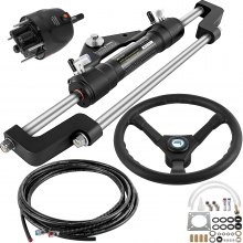 VEVOR Hydraulic Boat Steering Kit, 300HP Hydraulic Steering Kit Helm Pump, Cylinder, Wheel, 18 Feet Hose Hydraulic Steering Seal Kit, Corrosion-Resistant Boat Steering System Marine Steering Kit
